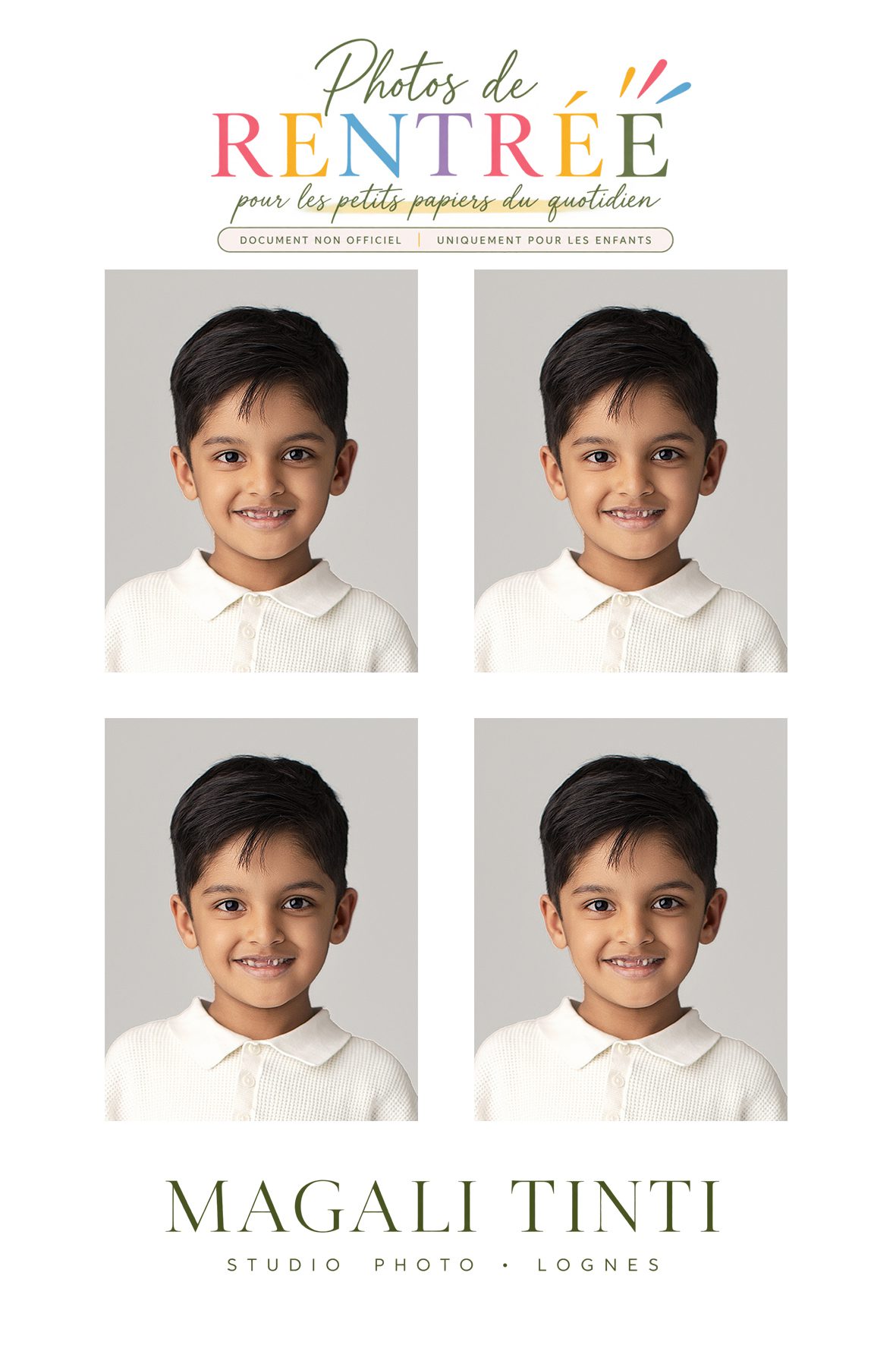 Planche de quatre photos non officielles pour enfant à Lognes
